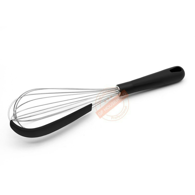 ✭美國亞馬遜熱銷✭12.5吋食品級矽膠不銹鋼手動打蛋器/2合1附麵糊刮刀烘焙攪拌器-細節圖6