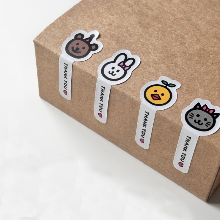 ▪5張入/共40枚▪ins可愛卡通thank you長條封口貼/愛心感謝裝飾貼紙/派對禮物封口貼/手帳貼紙-細節圖3