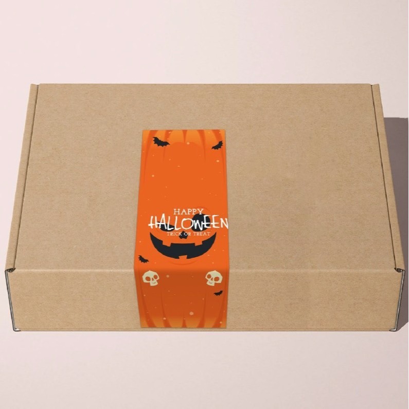 ◎10張=10枚◎萬聖節南瓜鬼屋長方形封口貼紙/禮盒包裝貼/餅乾袋貼紙/搞怪卡通趣味烘焙包裝盒封口裝飾貼紙-細節圖3