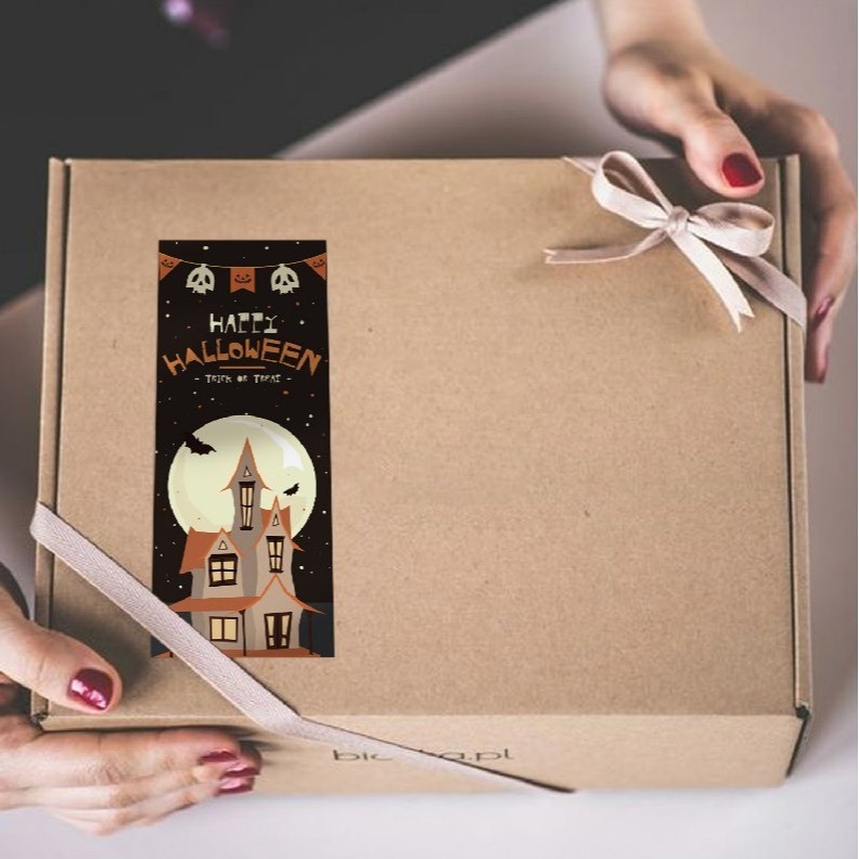 ◎10張=10枚◎萬聖節南瓜鬼屋長方形封口貼紙/禮盒包裝貼/餅乾袋貼紙/搞怪卡通趣味烘焙包裝盒封口裝飾貼紙-細節圖4