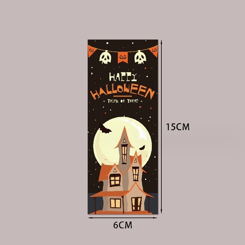 ◎10張=10枚◎萬聖節南瓜鬼屋長方形封口貼紙/禮盒包裝貼/餅乾袋貼紙/搞怪卡通趣味烘焙包裝盒封口裝飾貼紙-細節圖7