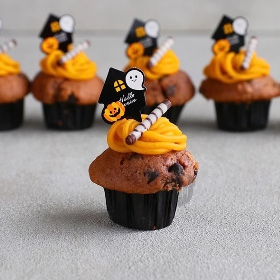 ◎混裝20片◎萬聖節南瓜幽靈蝙蝠城堡款裝飾禮物插籤/插牌紙卡/烘焙裝飾/萬聖節裝飾吊牌/杯子蛋糕插牌-細節圖3