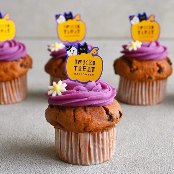 ◎混裝20片◎萬聖節南瓜幽靈蝙蝠城堡款裝飾禮物插籤/插牌紙卡/烘焙裝飾/萬聖節裝飾吊牌/杯子蛋糕插牌-細節圖6