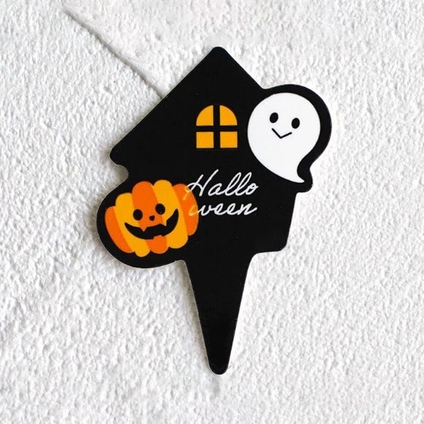 ◎混裝20片◎萬聖節南瓜幽靈蝙蝠城堡款裝飾禮物插籤/插牌紙卡/烘焙裝飾/萬聖節裝飾吊牌/杯子蛋糕插牌-細節圖7
