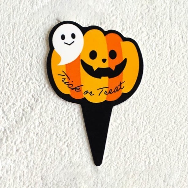 ◎混裝20片◎萬聖節南瓜幽靈蝙蝠城堡款裝飾禮物插籤/插牌紙卡/烘焙裝飾/萬聖節裝飾吊牌/杯子蛋糕插牌-細節圖9