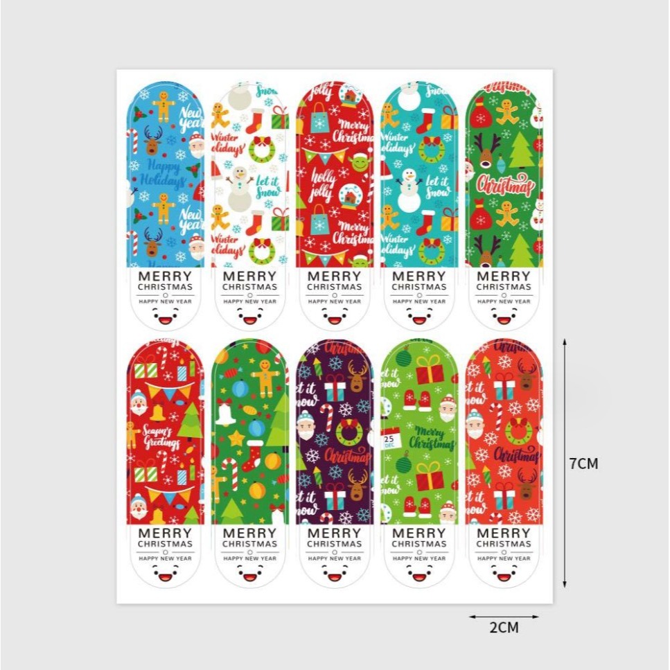 ◎5張=50枚◎聖誕節可愛表情封口貼紙/禮盒包裝貼/布丁杯餅乾袋貼紙/烘焙包裝盒封口裝飾貼紙-細節圖4