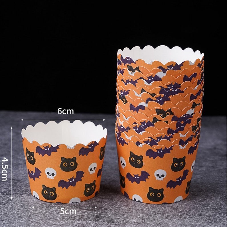 ▪50只入▪女孩幽靈南瓜萬聖節油紙紙杯/halloween蛋糕紙杯/機制高溫瑪芬紙杯/杯子蛋糕紙杯/耐高溫淋膜蛋糕紙托-細節圖5