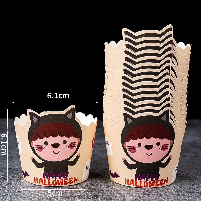 ▪50只入▪女孩幽靈南瓜萬聖節油紙紙杯/halloween蛋糕紙杯/機制高溫瑪芬紙杯/杯子蛋糕紙杯/耐高溫淋膜蛋糕紙托-細節圖6