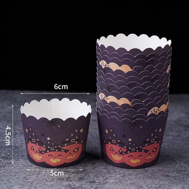 ▪50只入▪女孩幽靈南瓜萬聖節油紙紙杯/halloween蛋糕紙杯/機制高溫瑪芬紙杯/杯子蛋糕紙杯/耐高溫淋膜蛋糕紙托-細節圖8