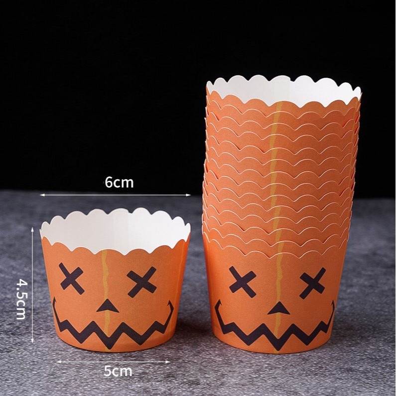 ▪50只入▪女孩幽靈南瓜萬聖節油紙紙杯/halloween蛋糕紙杯/機制高溫瑪芬紙杯/杯子蛋糕紙杯/耐高溫淋膜蛋糕紙托-細節圖9