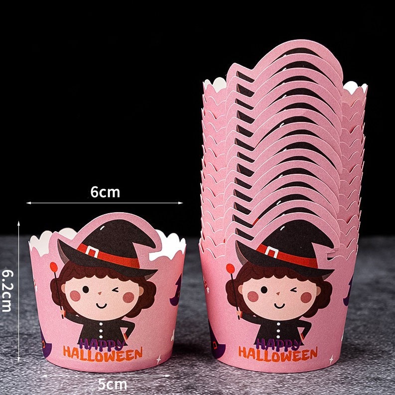 ▪50只入▪女孩幽靈南瓜萬聖節油紙紙杯/halloween蛋糕紙杯/機制高溫瑪芬紙杯/杯子蛋糕紙杯/耐高溫淋膜蛋糕紙托-細節圖10