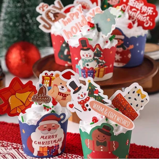 ◎75只入◎聖誕節立體卡通紙杯/新年機制高溫瑪芬紙杯/杯子蛋糕紙杯/耐高溫淋膜蛋糕紙托-細節圖2