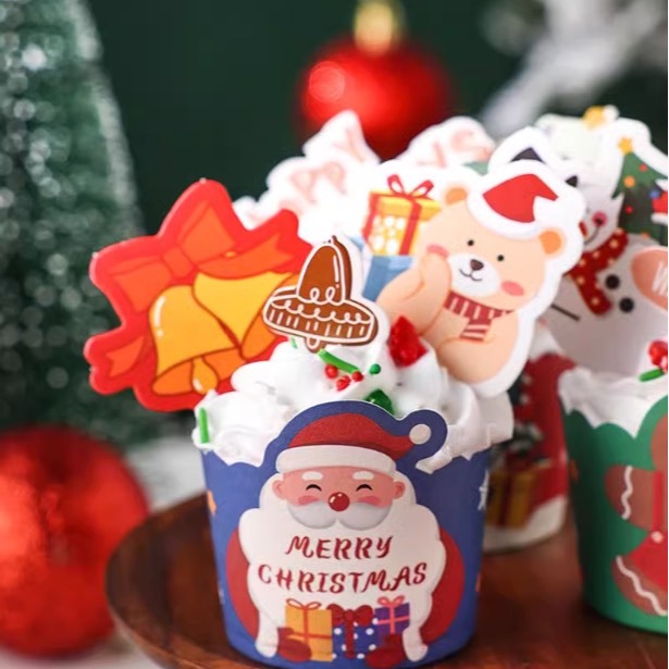 ◎75只入◎聖誕節立體卡通紙杯/新年機制高溫瑪芬紙杯/杯子蛋糕紙杯/耐高溫淋膜蛋糕紙托-細節圖3