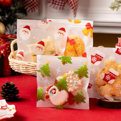 聖誕節夾鍊袋(約50只入)/牛軋糖果食品自封禮品袋/創意烘焙包裝袋/糖果曲奇小袋子