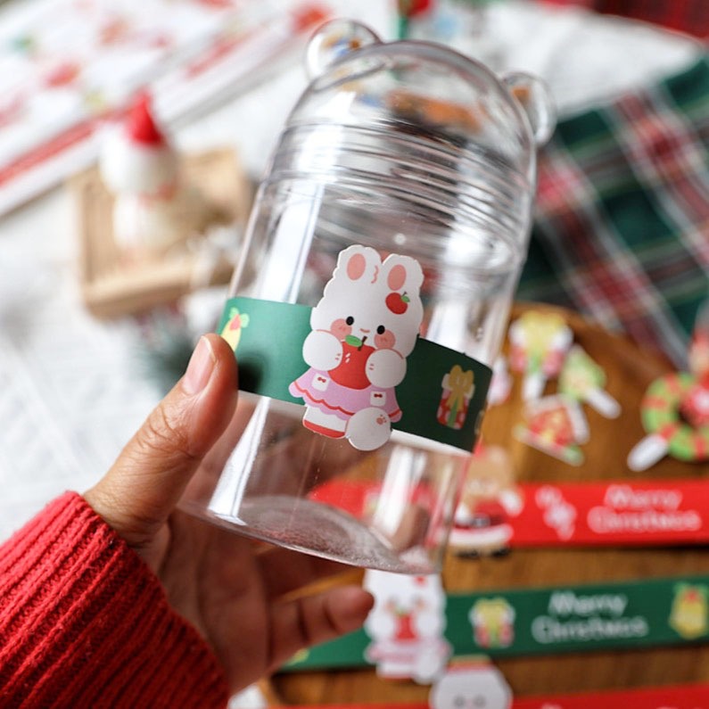 ▪15條圍邊+20枚貼紙+20枚插牌▪聖誕餅乾罐子腰帶圍邊/曲奇糯米船牛軋糖奶茶瓶子糖果裝飾插牌封口貼紙-細節圖3