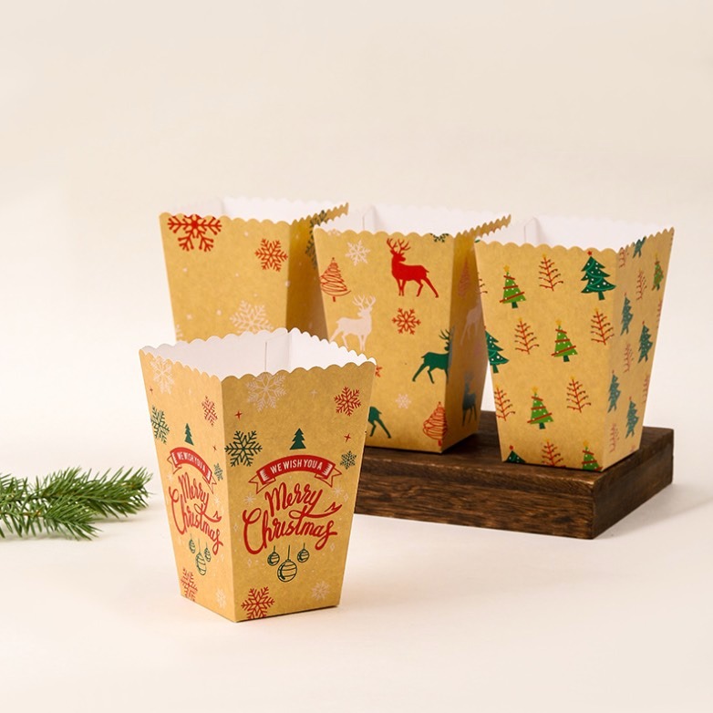 ◎混搭12只入◎DIY聖誕系列爆米花盒/食品級白卡紙薯條炸雞包裝/白卡紙點心紙盒-細節圖3