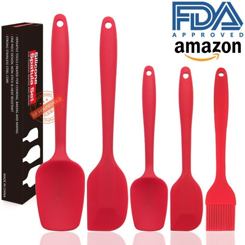 ✭美國亞馬遜熱銷✭五件套食品級矽膠不銹鋼奶油刮刀抹刀鏟刀/麵糊攪拌刀-細節圖2