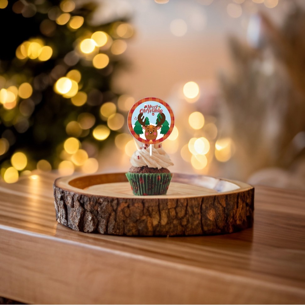 ◎12支入◎聖誕節蛋糕DIY裝飾插件插旗/馬芬杯裝飾/杯子蛋糕裝飾卡片插牌/聖誕蛋糕甜品裝飾裝飾插牌-細節圖4