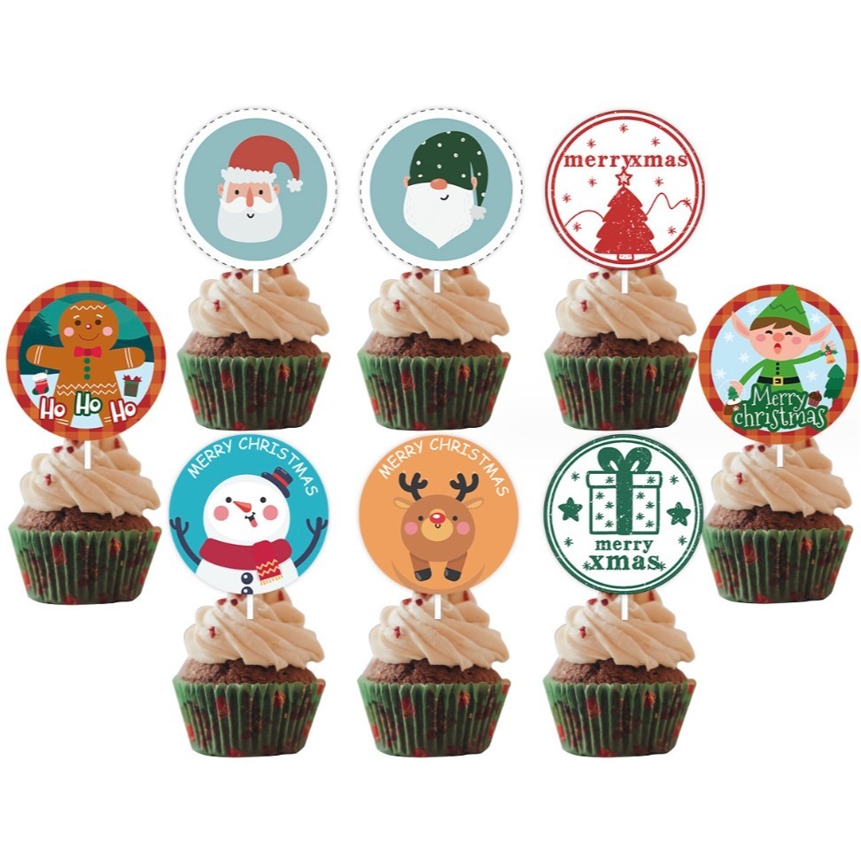 ◎12支入◎聖誕節蛋糕DIY裝飾插件插旗/馬芬杯裝飾/杯子蛋糕裝飾卡片插牌/聖誕蛋糕甜品裝飾裝飾插牌-細節圖5