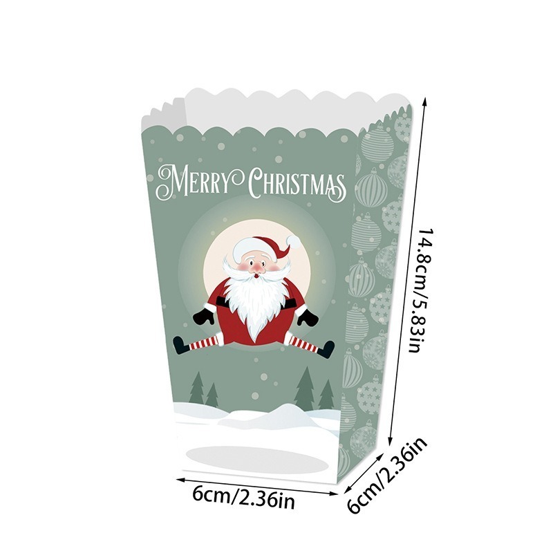 ◎8只入◎Merry christmas派對爆米花盒/食品級白卡紙薯條炸雞包裝/聖誕節白卡紙點心紙盒-細節圖2