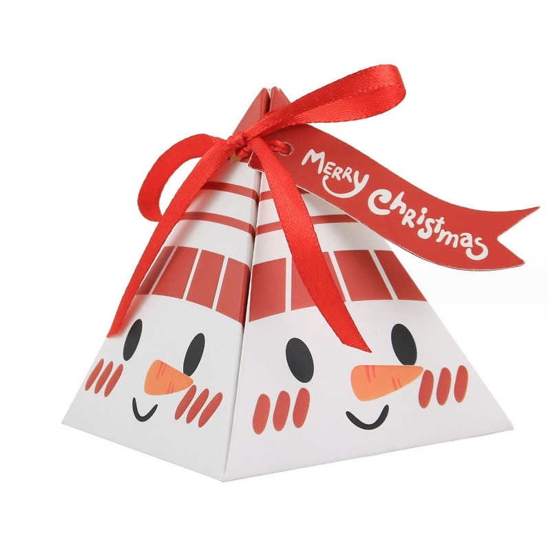 ◎5只入◎聖誕老人大臉三角糖盒/聖誕禮物盒/三角盒/糖果紙盒/食品級白卡禮品包裝/平安夜彩色禮物盒-細節圖7