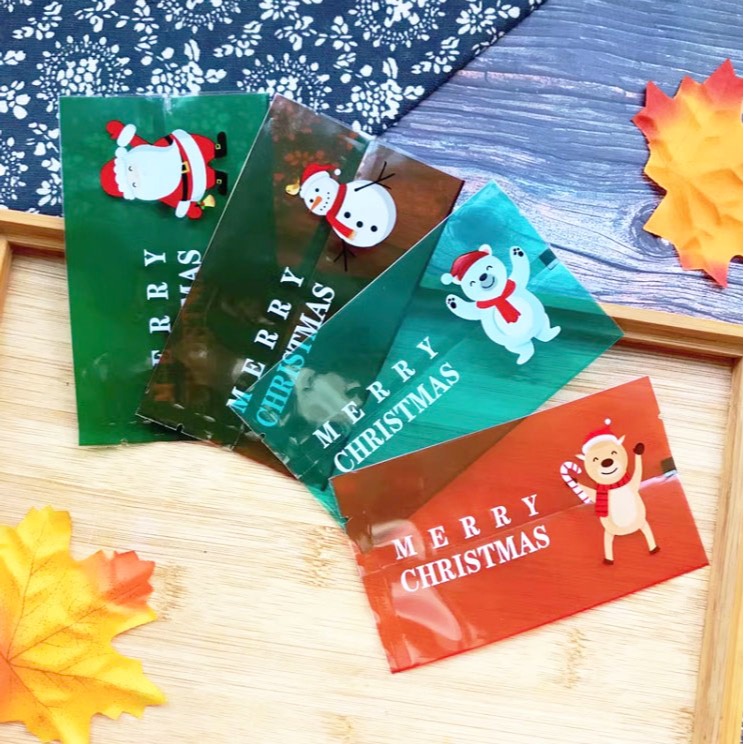 ▪ 7*12cm▪加厚聖誕瑪德蓮機封袋(約100只混入)/咖色常溫磅蛋糕費南雪烘焙包裝袋子/方塊酥曲奇餅點心袋/老人麋鹿-細節圖3