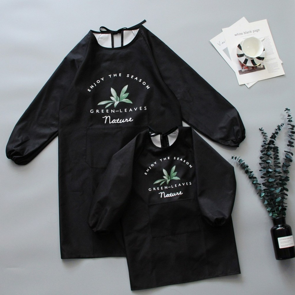 原創北歐親子長袖防水防油畫畫罩衣/成人兒童長袖圍裙/畫衣/廚房工作服/店服/麵包店烘培圍裙-細節圖3