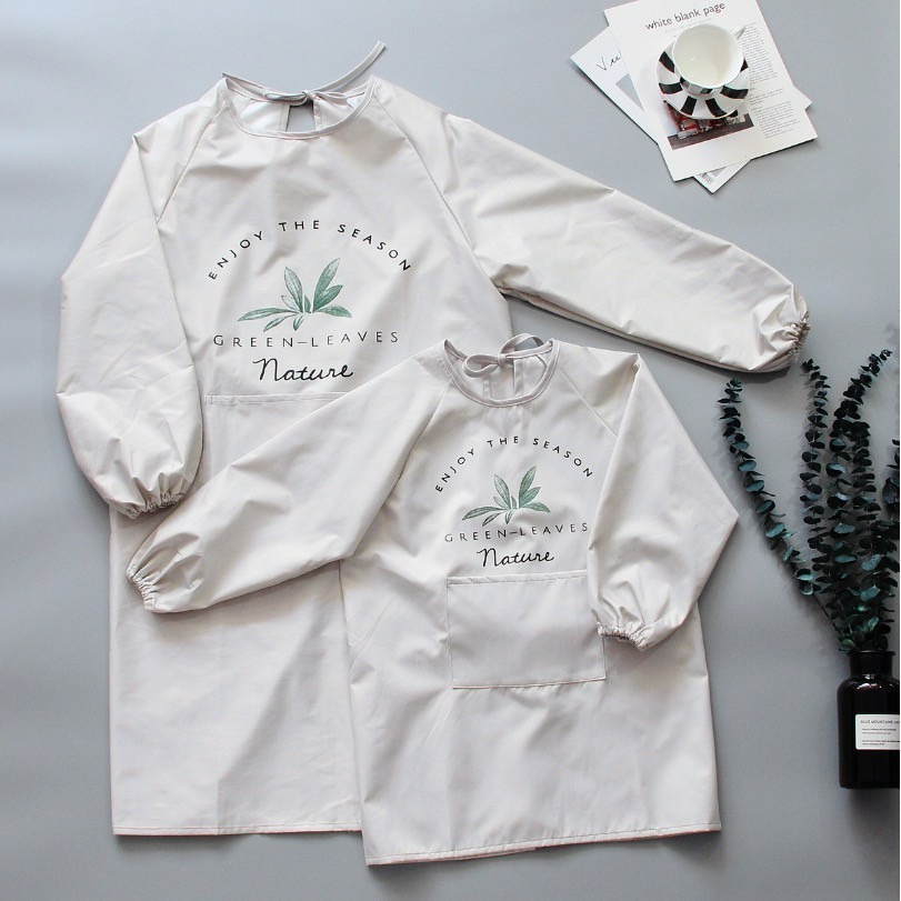 原創北歐親子長袖防水防油畫畫罩衣/成人兒童長袖圍裙/畫衣/廚房工作服/店服/麵包店烘培圍裙-細節圖4