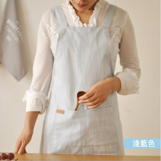 原創日式棉麻一字背帶圍裙/烘培咖啡廳工作服-細節圖2