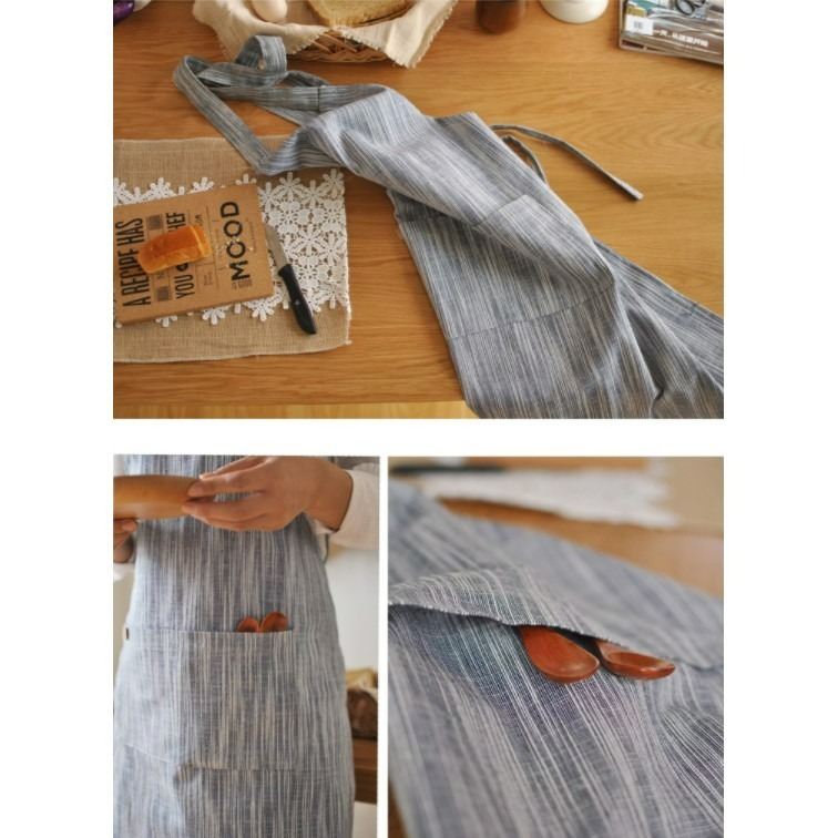 原創日式棉麻一字背帶圍裙/烘培咖啡廳工作服-細節圖5