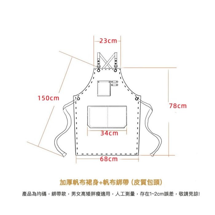 加厚帆布無袖防油防污烘培圍裙/成人無袖圍裙/咖啡店美髮店廚房工作服/麵包店餐飲店服-細節圖7