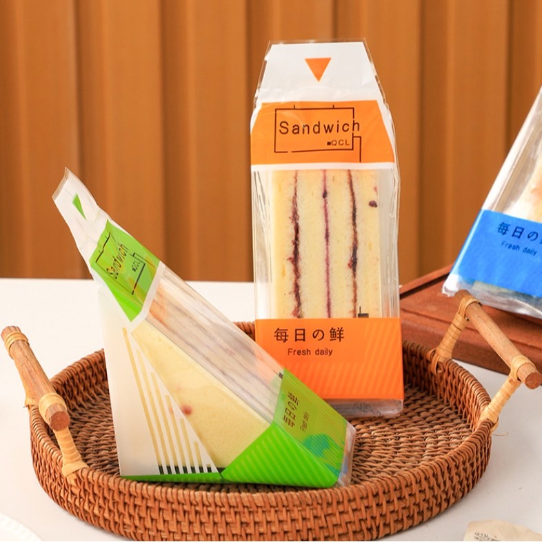 ▪ 10入▪一次性易撕三明治包裝袋/三明治專用透明袋/三角蛋糕烘焙麵包包裝袋-細節圖4