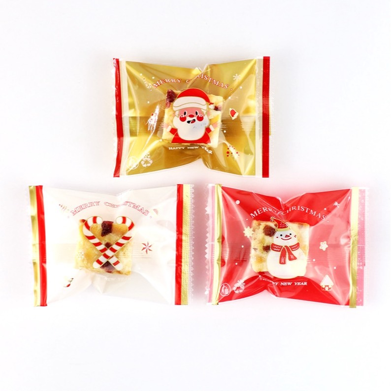 ▪ 7*10cm▪聖誕快樂三合一機封袋(約100只混搭)/雪花酥雪Q餅烘焙包裝袋子/方塊酥曲奇餅點心袋-細節圖3