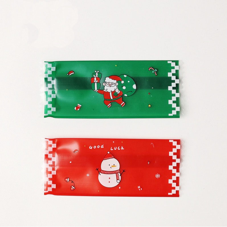 ▪3.5X9cm▪聖誕節雪人老公公牛軋糖包裝袋(約100只混裝)/奶糖糖果太妃糖烘焙機封袋/手工咖啡糖包裝袋-細節圖3