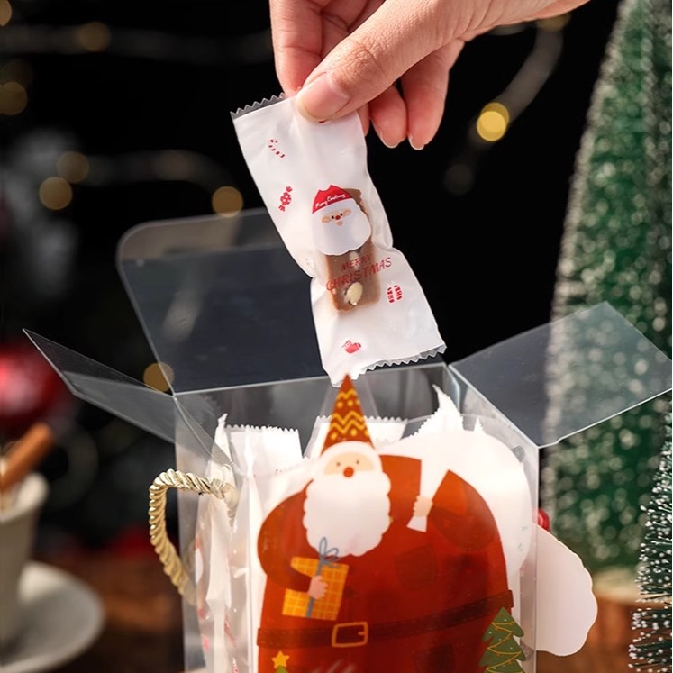 ▪4x9.5cm▪聖誕節雪人老公公牛軋糖摩砂包裝袋(約100只混裝)/奶糖糖果太妃糖烘焙機封袋/手工咖啡糖包裝袋-細節圖3
