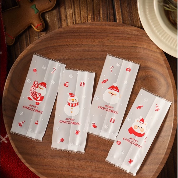 ▪4x9.5cm▪聖誕節雪人老公公牛軋糖摩砂包裝袋(約100只混裝)/奶糖糖果太妃糖烘焙機封袋/手工咖啡糖包裝袋-細節圖4
