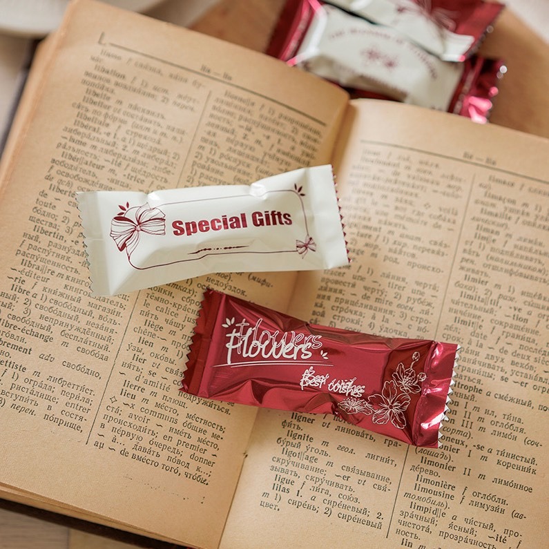 ◎3.9*9cm◎Flowers海鹽杏仁太妃糖包裝袋咖啡糖鋁膜機封袋(約100只混裝)/食品級鋁箔糖果機封袋/咖啡糖op-細節圖4