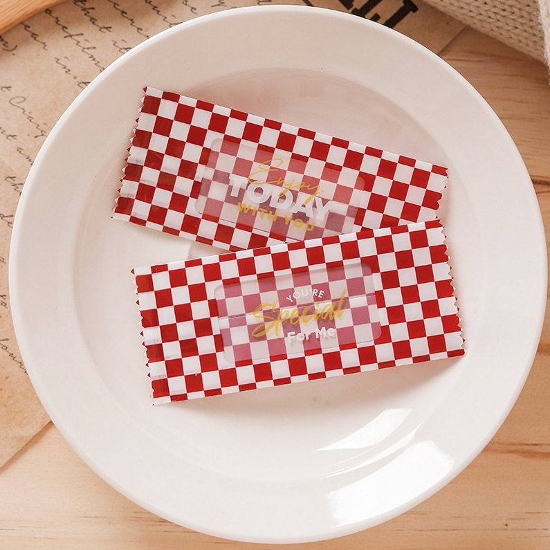 ▪3.9x9CM▪棋盤格紋浪漫牛軋糖包裝袋(約200只裝)/奶糖糖果太妃糖烘焙機封袋-細節圖5