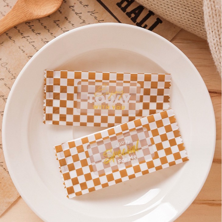 ▪3.9x9CM▪棋盤格紋浪漫牛軋糖包裝袋(約200只裝)/奶糖糖果太妃糖烘焙機封袋-細節圖6