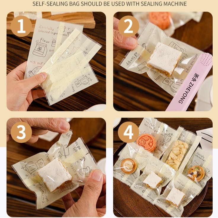 ◎多規格可選◎可愛烘焙工具機封袋(約100只入)/太妃糖雪花酥側寬餅乾袋/牛軋糖點心袋/巧克力糖果包裝袋-細節圖4