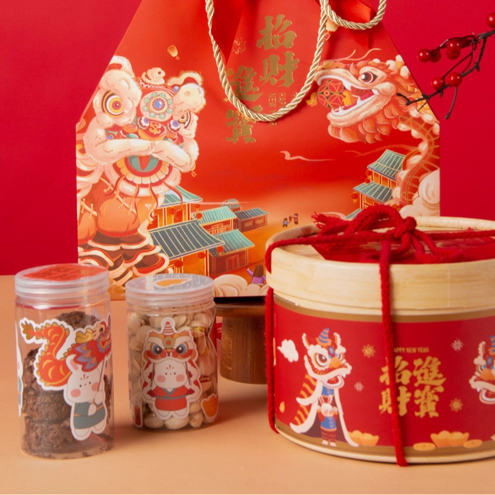 ◎2入◎新年龍年牛軋糖曲奇餅乾手提袋/零食八角袋/大禮包/燙金國風伴手禮袋-細節圖5