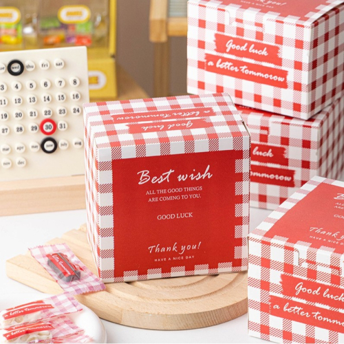 ◎5入◎紅色格子慕斯蛋糕手工甜點包裝手提盒/婚禮伴手禮盒子/聖誕節蛋糕包裝盒