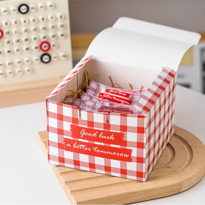 ◎5入◎紅色格子慕斯蛋糕手工甜點包裝手提盒/婚禮伴手禮盒子/聖誕節蛋糕包裝盒-細節圖3