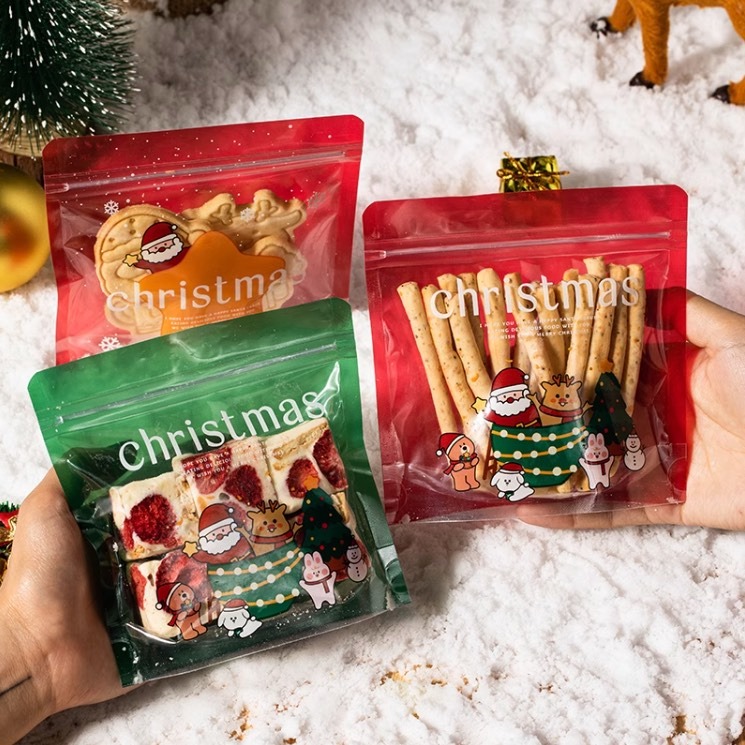 繽紛聖誕夾鍊袋(約50只入)/牛軋糖果食品自封禮品袋/創意烘焙包裝袋/糖果曲奇小袋子-細節圖2