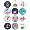 ◎3張=36枚◎聖誕節手套麋鹿歡樂老人圓形封口貼紙/烘焙禮盒包裝貼/餅乾袋貼紙/烘焙包裝盒封口裝飾貼紙-規格圖3