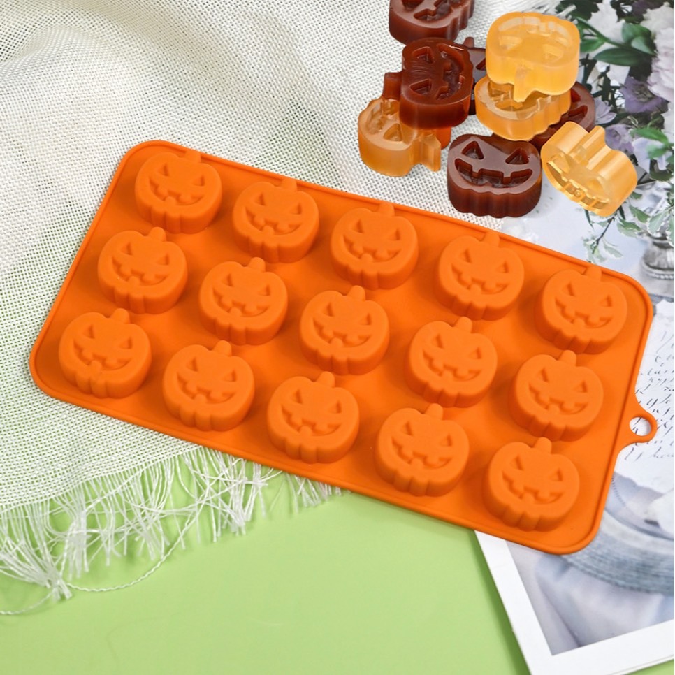 ◎15連◎萬聖節南瓜造型矽膠巧克力模具/DIY矽膠翻糖模/萬聖節皂模/軟糖巧克力模/軟粘土軟陶模陶模-細節圖2