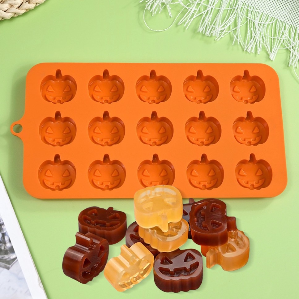 ◎15連◎萬聖節南瓜造型矽膠巧克力模具/DIY矽膠翻糖模/萬聖節皂模/軟糖巧克力模/軟粘土軟陶模陶模-細節圖3