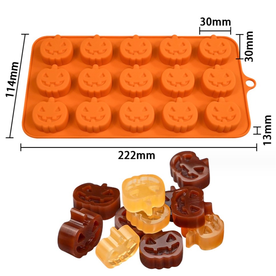 ◎15連◎萬聖節南瓜造型矽膠巧克力模具/DIY矽膠翻糖模/萬聖節皂模/軟糖巧克力模/軟粘土軟陶模陶模-細節圖5