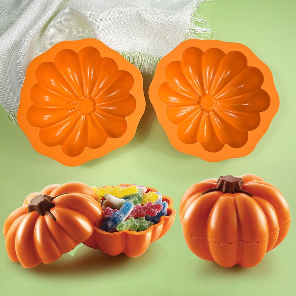 萬聖節單個立體南瓜造型矽膠巧克力模具/DIY矽膠翻糖模/萬聖節皂模/巧克力模/軟粘土軟陶模陶模-細節圖5