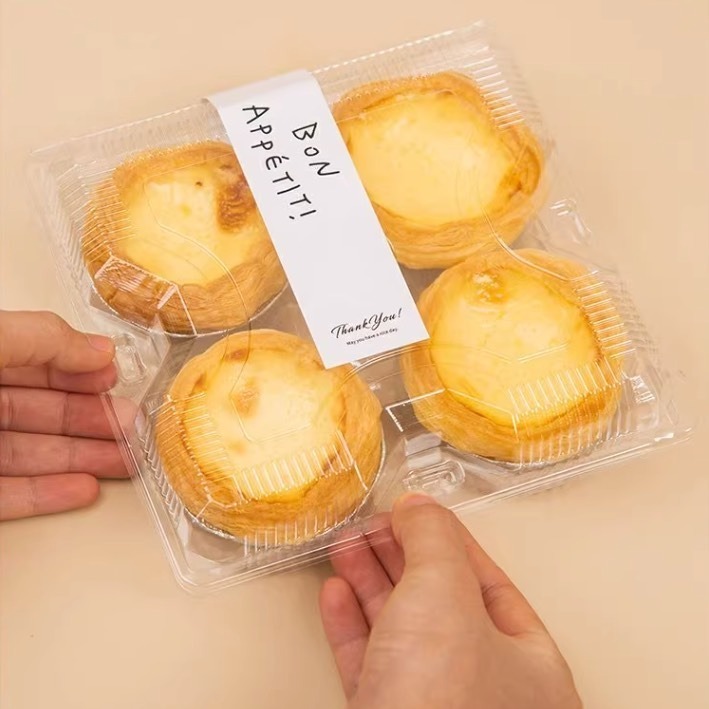 ◎10入◎2/4/6粒裝蛋塔連蓋式吸塑包裝盒/雪媚娘月餅透明包裝盒-細節圖3